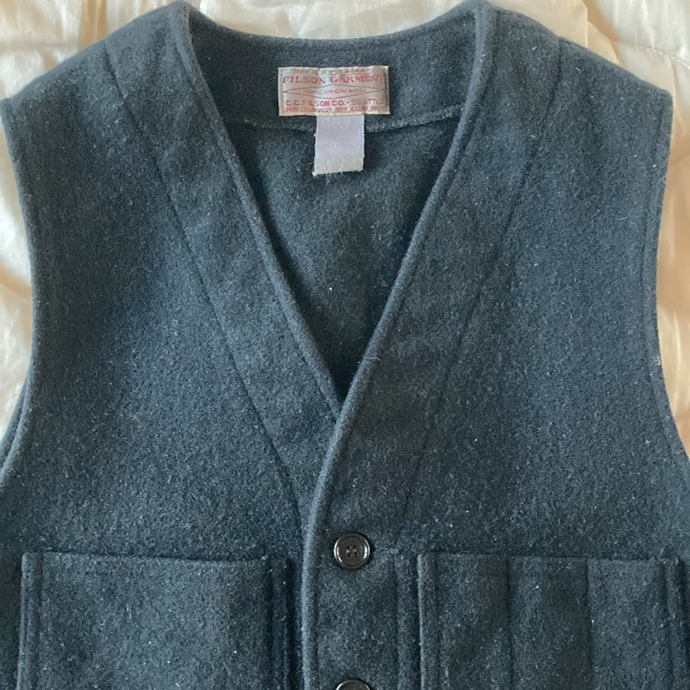 Filson Black Wool Vest - Picture 2 of 4